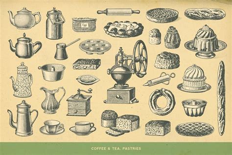 100 Vintage Food Illustrations Custom Designed Illustrations