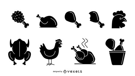 Isolated Chicken Icon Set Vector Download