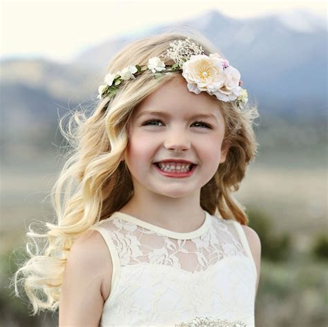 Ivory Flower Crown Flower Girl Headband Girls Floral Crown Etsy