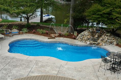 The pool takes shape as you fill it with water. Patio Rectangular Concrete Inground Pool Mini Pools Small ...