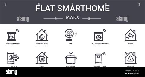 Conjunto De Iconos De Línea De Concepto Flat Smarthome Contiene Iconos