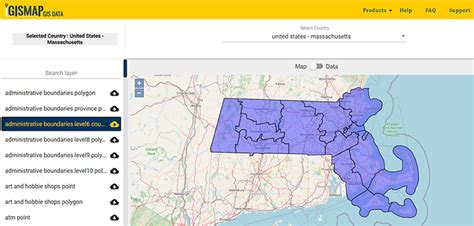 Download Us State Massachusetts Gis Data Boundary Counties Rail