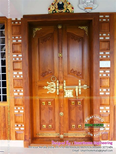 Front entry garage house plans offer the best configuration for a narrow lot and creates the easiest way to enter and exit the garage. Kerala Wooden Front Double Door Designs - Double doors may ...