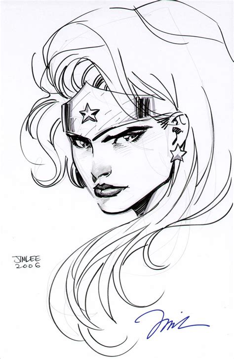 Jim Lee Wonder Woman Head Drawing Justice League Dc Comics Sexy Ebay Wonder Woman Drawing