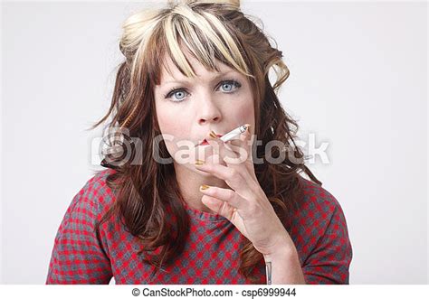 Pretty Woman Smoking Pretty Woman With Cigarette Canstock