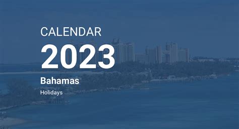 Year 2023 Calendar Bahamas
