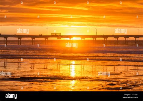 Coastal Sunset With A View Of The Beach And The Ocean Beach Pier San