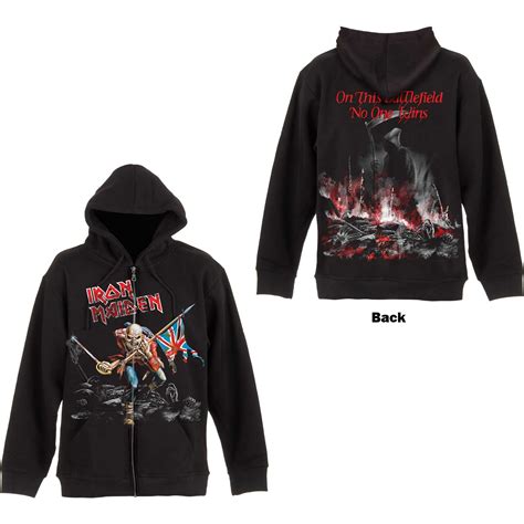 Iron Maiden Unisex Zipped Hoodie Scuffed Trooper Back Print