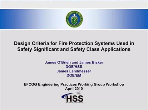Ppt Design Criteria For Fire Protection Systems Used In Safety