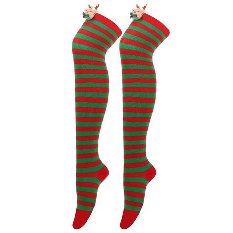 Striped Knee High Christmas Socks Extra Long Super Soft And Breathable