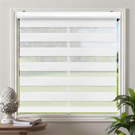 Biltek Cordless Zebra Window Blinds With Modern Design Roller Shades Wdual Layers Solid