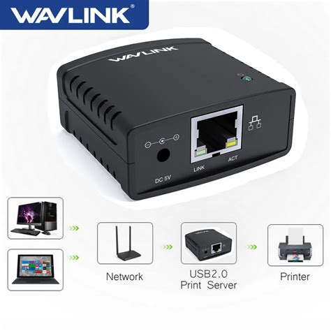 Wavlink Usb 2 0 Network Lrp Print Server Usb Hub 100mbps Share A Lan