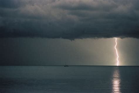 Wallpaper Ship Boat Sea Water Nature Sky Calm Lightning Storm