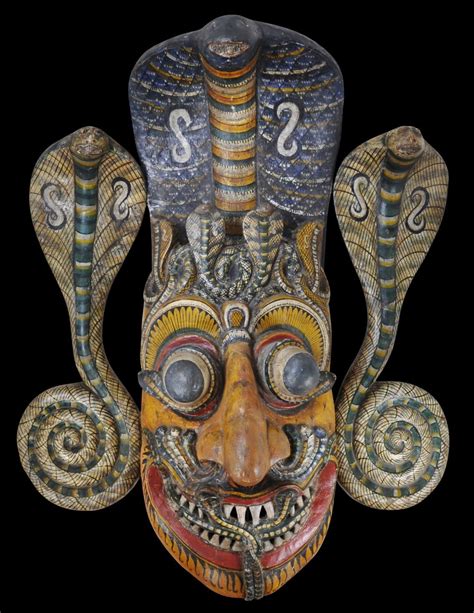 Magnificent And Large Sri Lankan Cobra Demon Maha Raksa Dance Mask Michael Backman Ltd