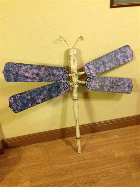 Ceiling Fan Blades With Table Legs Made Into Dragonflies Diy Garden
