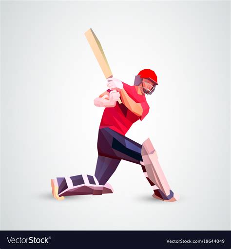 abstract cricket player polygonal low poly vector image