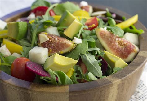 Leafy Green Salad With Fresh Figs Beets And Avocado California Avocados