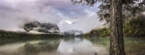 Wallpaper 2048x780 Px British Columbia Canada Clouds Forest Lake