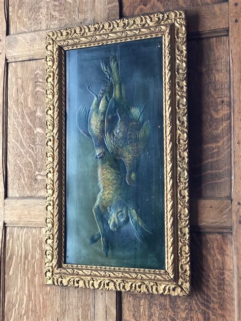 Antique Framed Print Large Antique Print In Gold Frame Antique Taxidermy Taxidermy Raised