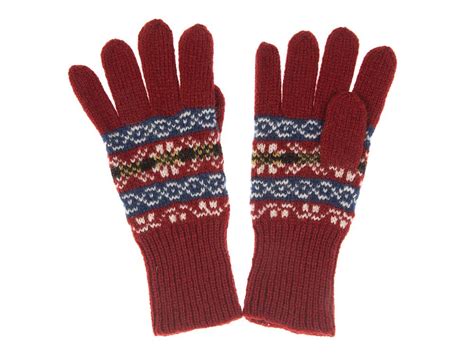 Fair Isle Gloves Traditional Madder Red Shetland Knitwear