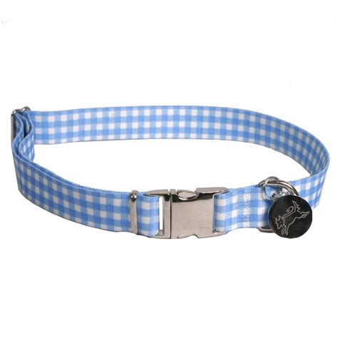 Southern Dawg Gingham Blue Dog Collar Hot Dog Collars Big Dog Collars