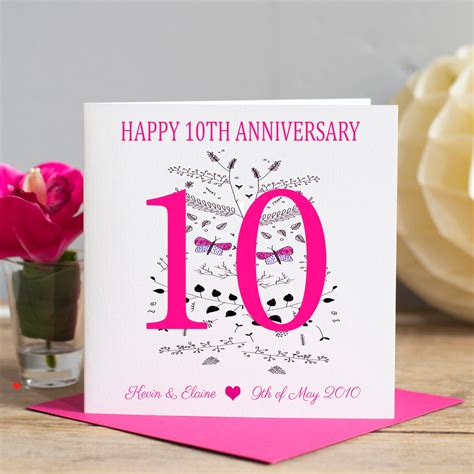 Personalised Anniversary Card 10th Anniversary Card Etsy