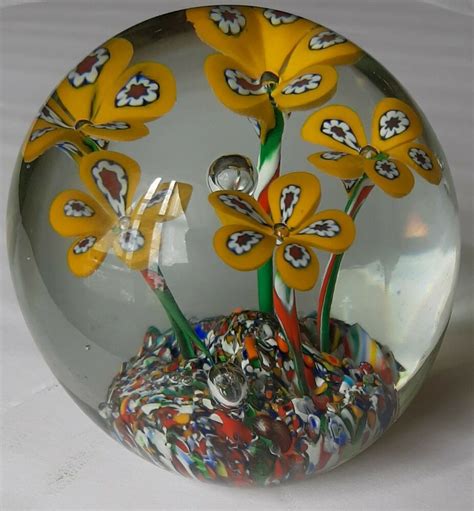 Beautiful ~gentile~ Millefiori Art Glass Paperweight Murano Style Ebay Glass Paperweights