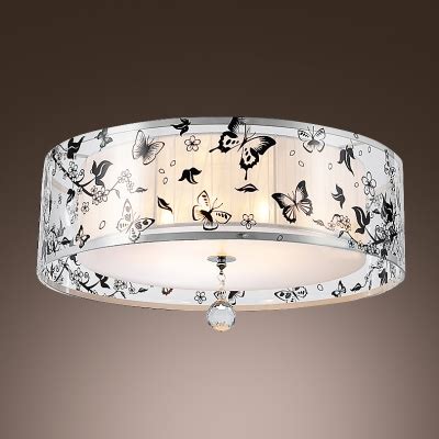 Buy ceiling lamp shades online! Mysterious Black Butterfly and Flowers Pattern White Shade ...
