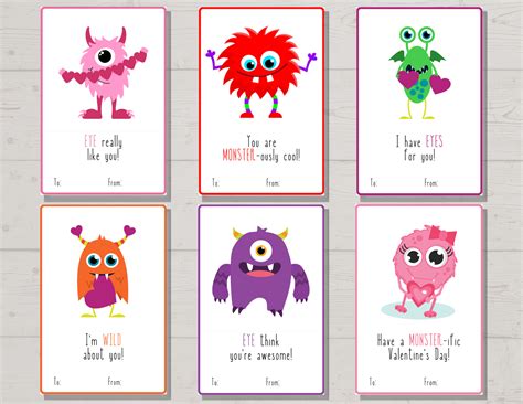 Free Printable Monster Valentine Cards Baking You Happier