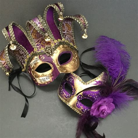 Purple Jolly Jester Mardi Gras Mask Masquerade Carnival Etsy