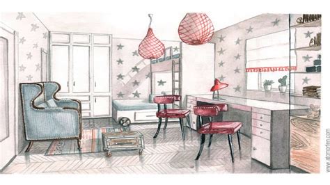 Bedding master bedroom cozy bedroom home decor bedroom bedroom ideas master bedrooms rustic bedroom design master bedroom design bedroom white and blue lake house master bedroom white upholstered bed, blue striped bedding, wood two drawer nightstands brass accents. Bedroom Perspective Drawing Interiors PART 02 - YouTube