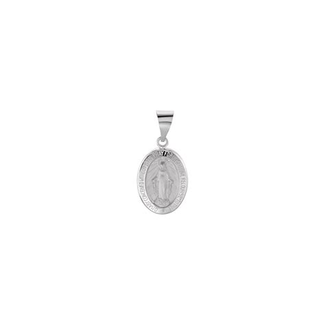 14kt white gold 15x11 5mm oval hollow miraculous medal the catholic company®