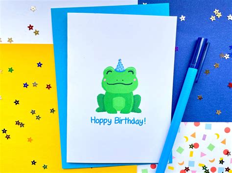 Cute Frog Birthday Card Pun Hoppy Birthday Handmade And Etsy Uk