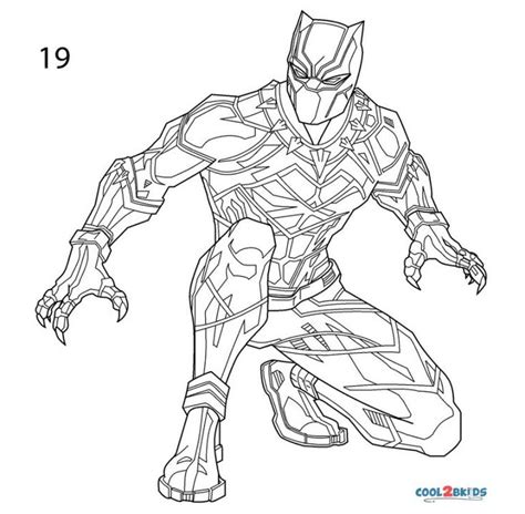 How To Draw Black Panther Step By Step Pictures Black Panther Drawing Avengers Coloring