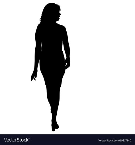 black silhouette woman standing people on white vector image