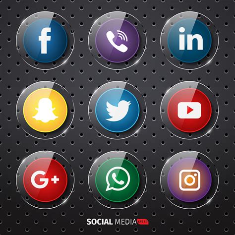 Glossy Round Social Media Icons