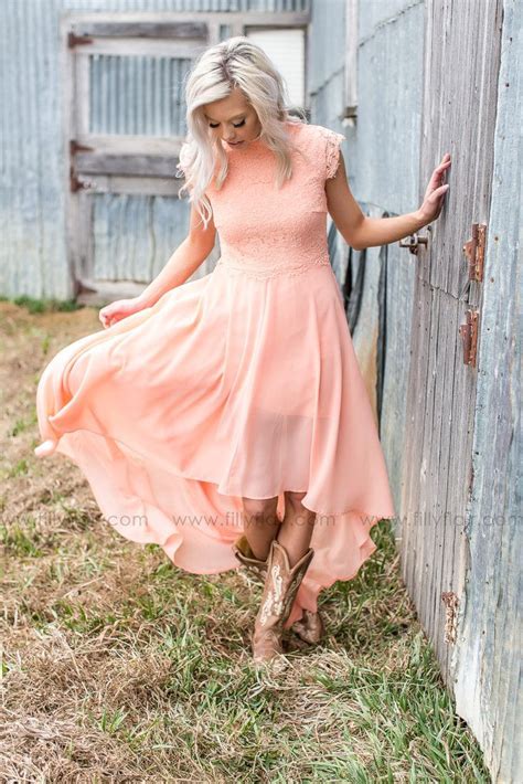 Gorgeous Country Lace Bridesmaid Dress With Boots High Low Bridesmaid Dresses Western