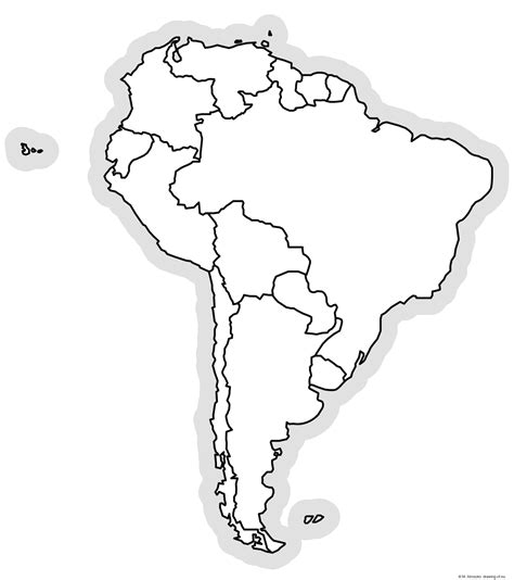 Political Map South America Line Art Illustrations
