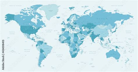 Naklejka Mapa świata Bardzo Szczegółowa Mapa świata Ze Szczegółowymi