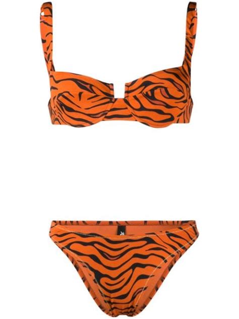 Reina Olga Brigitte Tiger Print Bikini Set Farfetch Printed Bikini Sets Bikinis Wrap