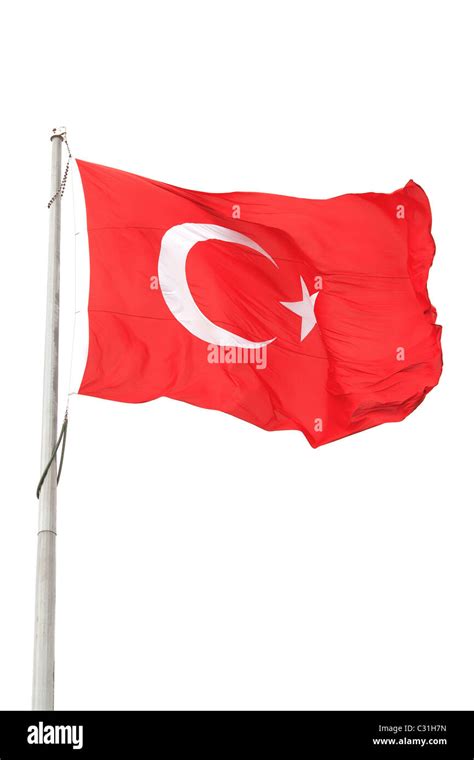 Turkish Flag Waving On Flag Pole Stock Photo Alamy