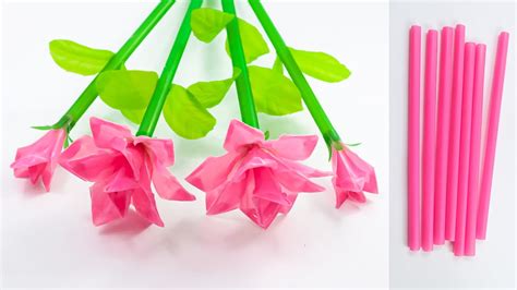 Cara Membuat Bunga Mawar Bunga Dari Sedotan Diy Rose Flower With