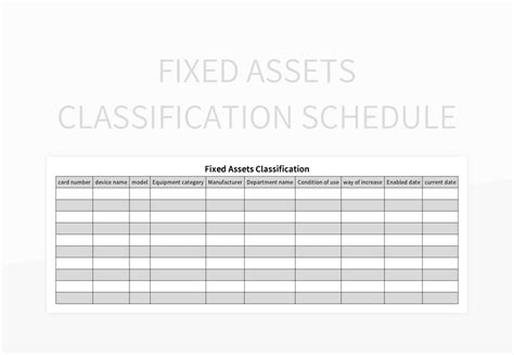 Fixed Assets Classification Schedule Excel Template And Google Sheets