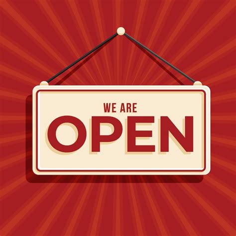 Free Vector We Are Open Sign Concept