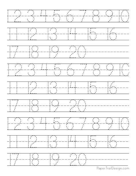 Handwriting Worksheets Tracing Numbers