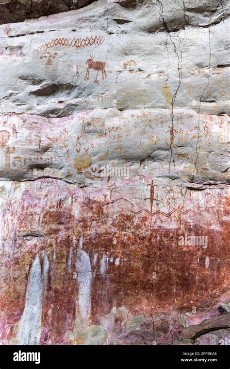 Rock Paintings In Cerro Azul In The Chiribiquete National Park A