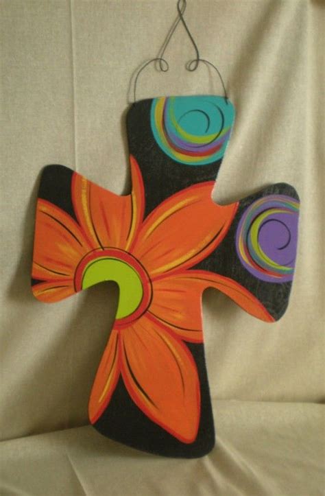 We offer a variety of wood cutout products for an affordable price. Painted Wooden Cross | Cross crafts, Painted wooden ...