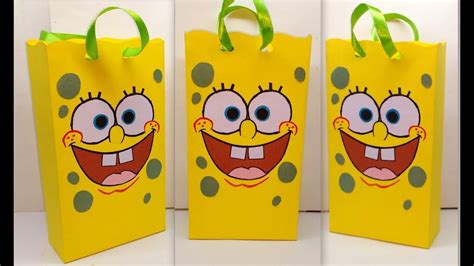 Diy How To Make Cute Sponge Bob Paper Bag Favor Bag Spongebob