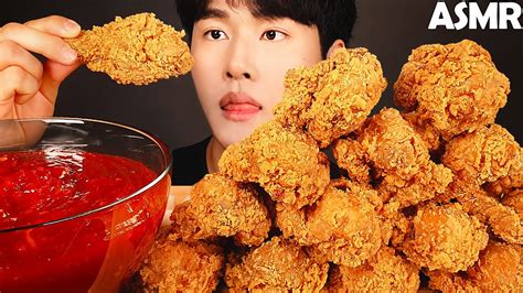 Asmr Korean Fried Chicken And Seasoned Chicken Mukbang No Talking Eating Sounds Youtube