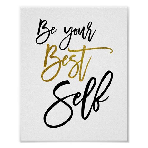 Be Your Best Self Motivational Quote Blackgold Poster Zazzle